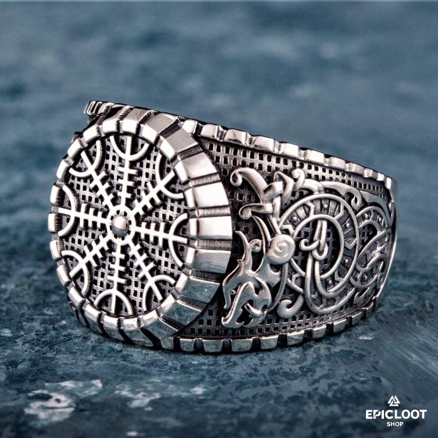 925 silver Helm of Awe Symbol Ring Viking Style