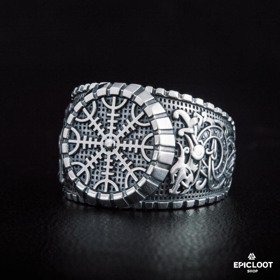 925 silver Helm of Awe Symbol Ring Viking Style
