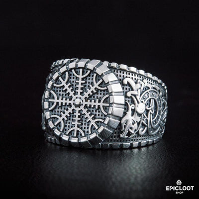 925 silver Helm of Awe Symbol Ring Viking Style