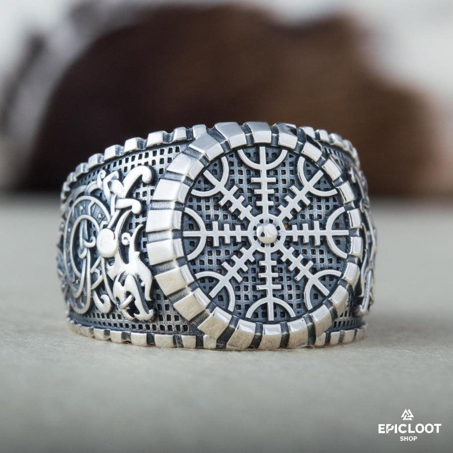 925 silver Helm of Awe Symbol Ring Viking Style