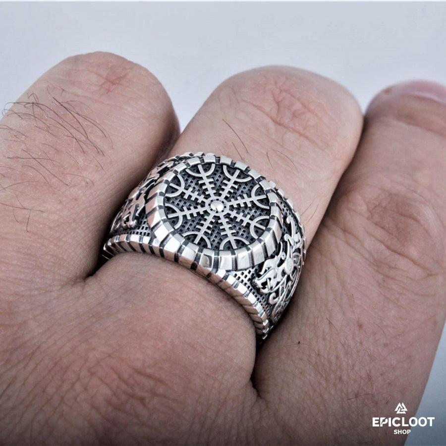 925 silver Helm of Awe Symbol Ring Viking Style