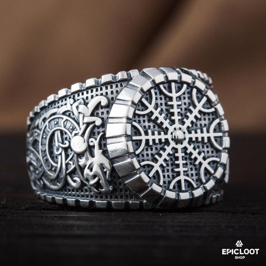925 silver Helm of Awe Symbol Ring Viking Style