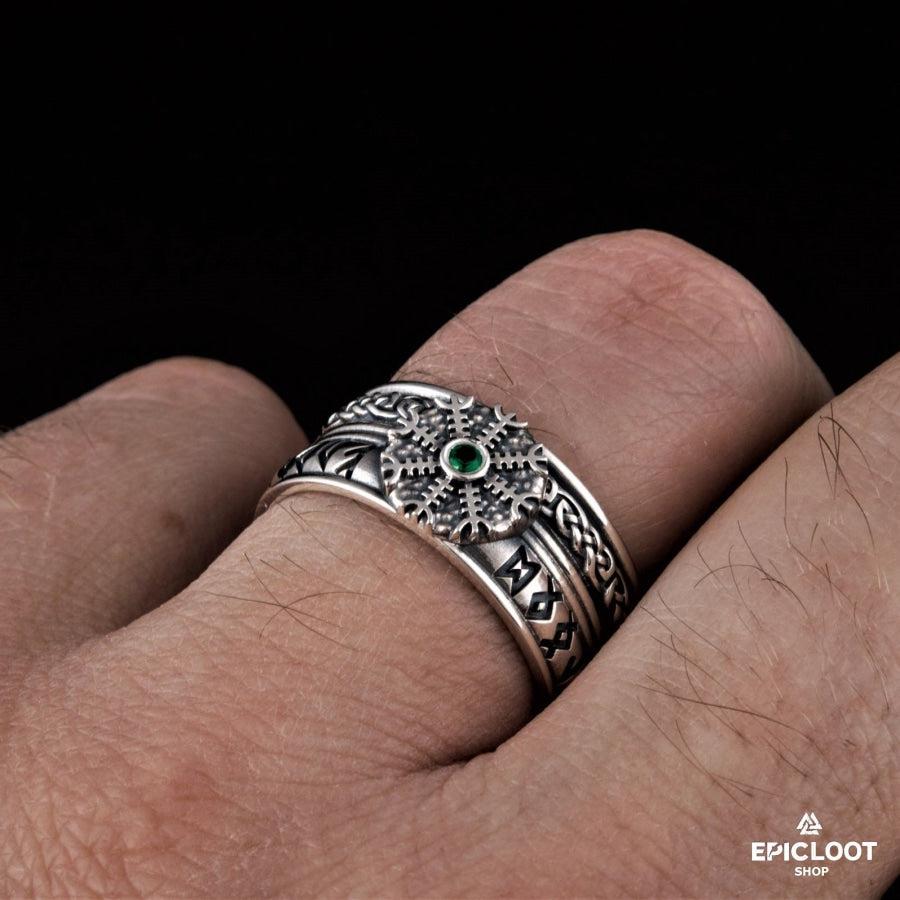 925 silver Helm of Awe Symbol Runic Ring