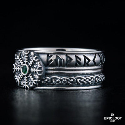Anello Runico con Simbolo Helm of Awe in Argento 925
