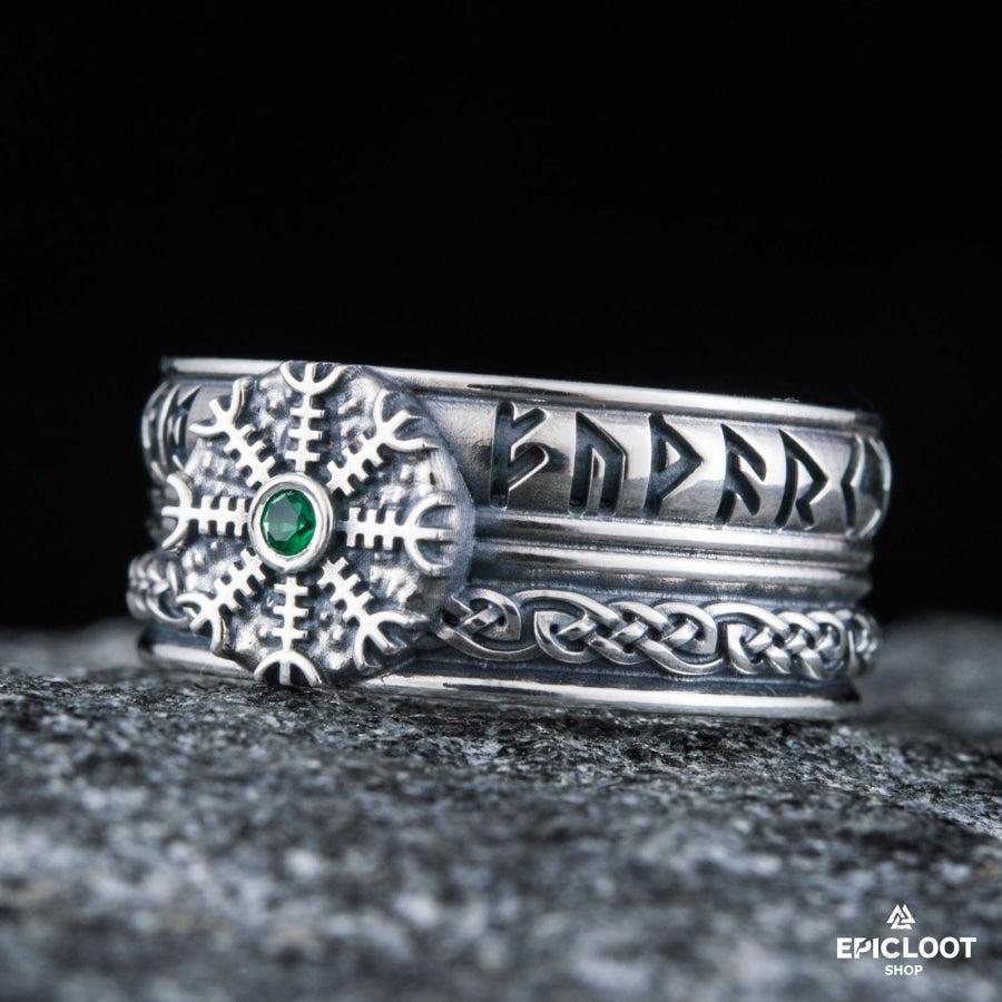 925 silver Helm of Awe Symbol Runic Ring