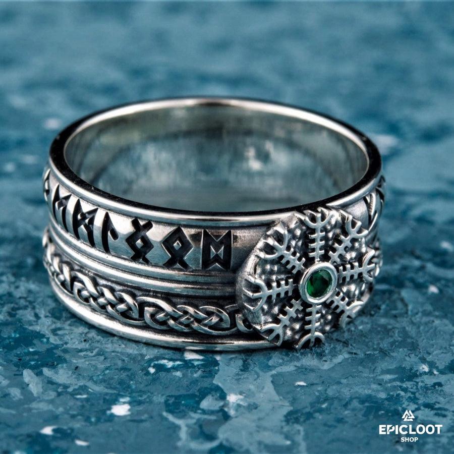 925 silver Helm of Awe Symbol Runic Ring