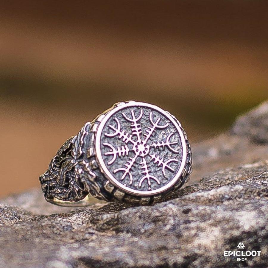 925 Silver Helm of Awe Symbol with Oak Leaves