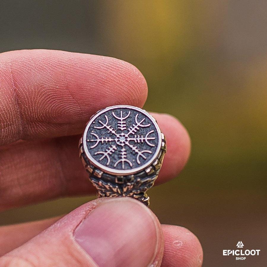 925 Silver Helm of Awe Symbol with Oak Leaves