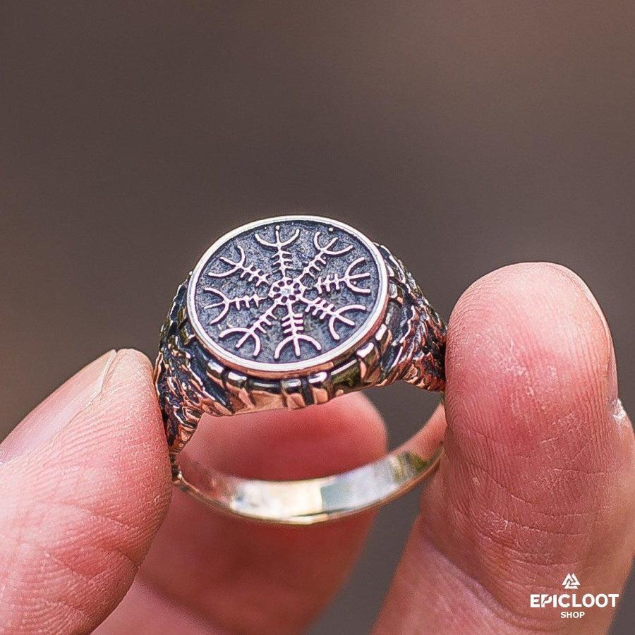 925 Silver Helm of Awe Symbol with Oak Leaves