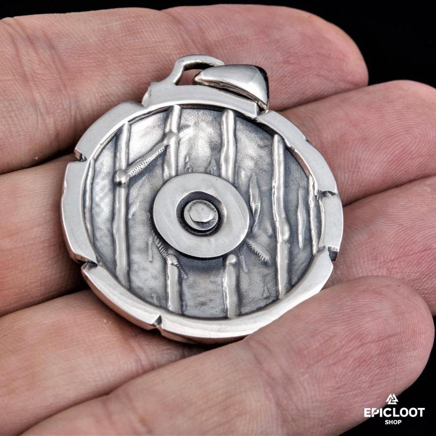 925 Silver Jormungandr Pendant with Red Gem