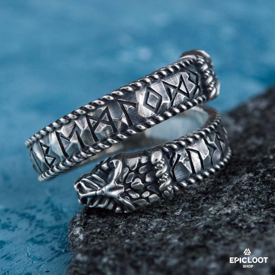 925 silver Jormungandr Runic Ring