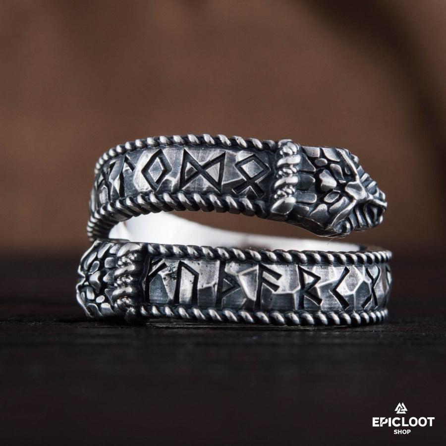925 silver Jormungandr Runic Ring