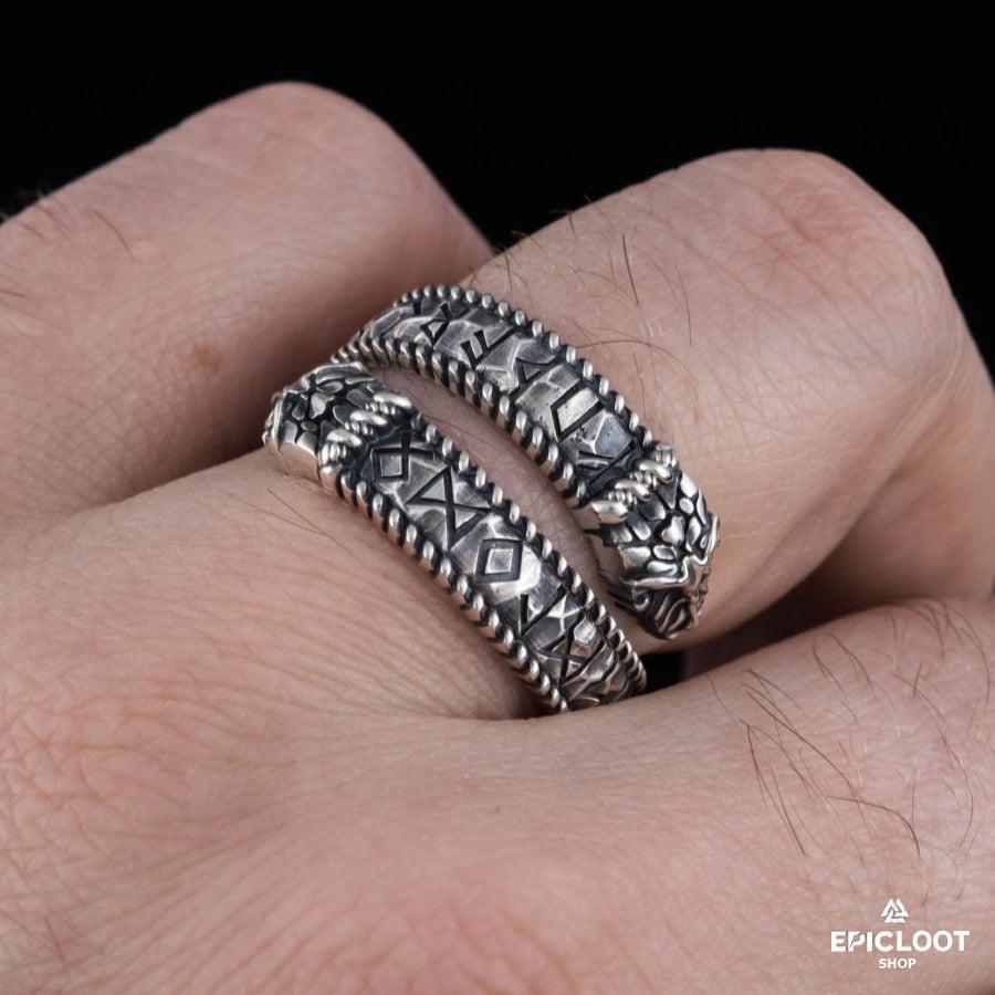 925 silver Jormungandr Runic Ring