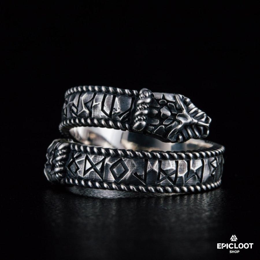 925 silver Jormungandr Runic Ring