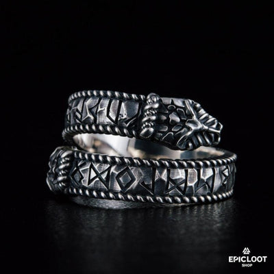 925 silver Jormungandr Runic Ring