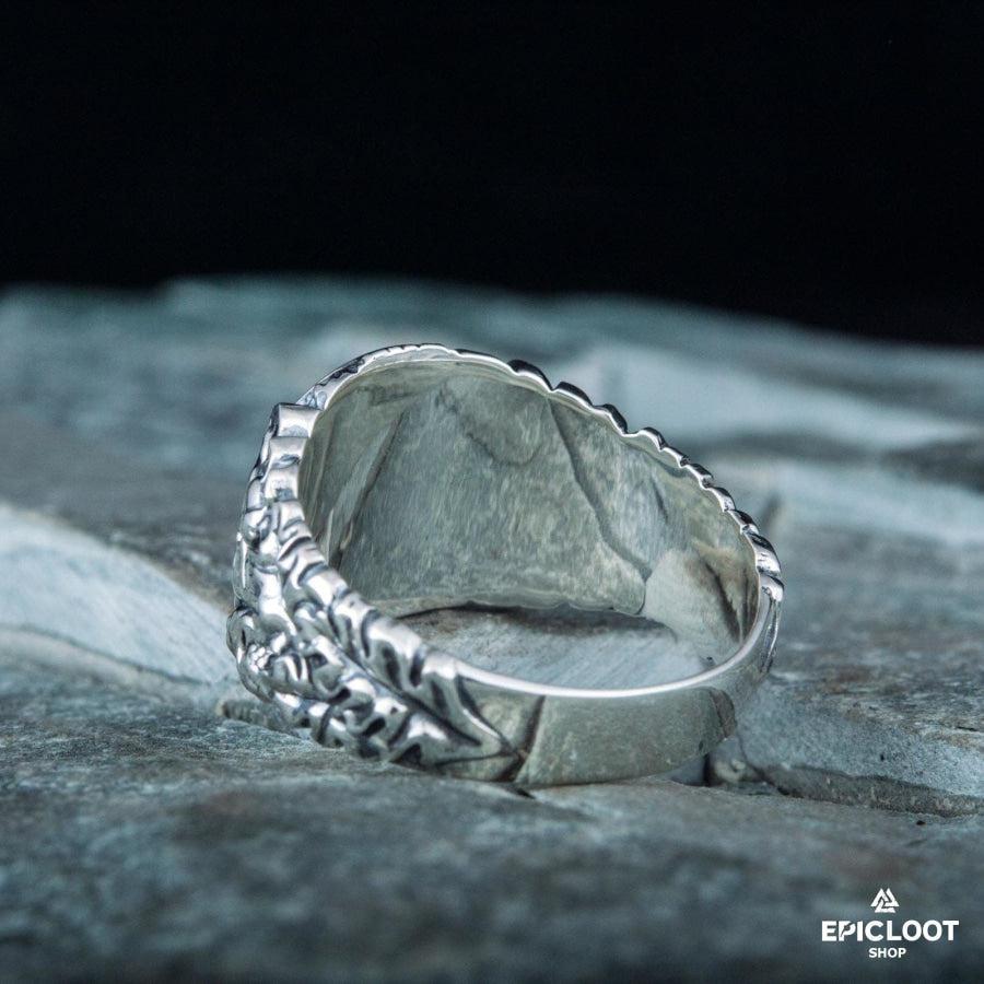 925 silver Jormungandr Symbol with Oak Leaves