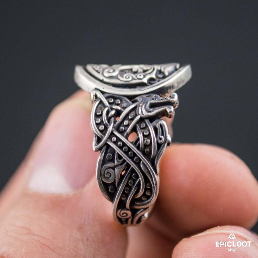 925 silver Odin Ravens Ring
