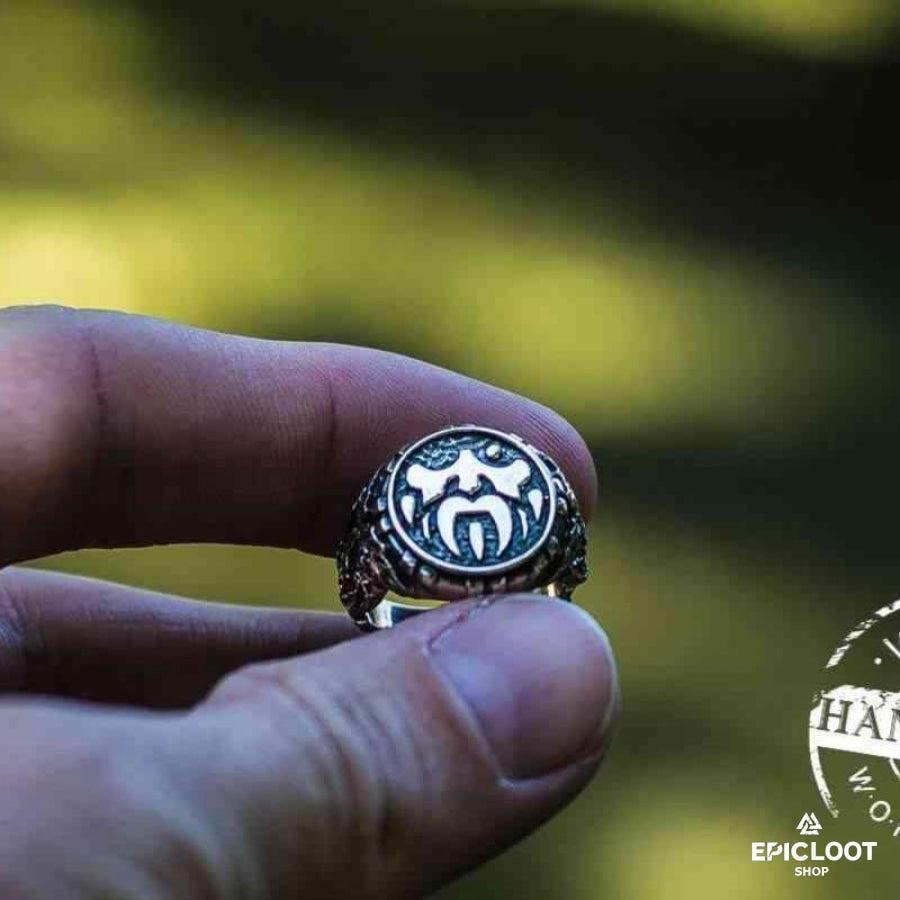 925 silver Odin Ring with Oak Leaves