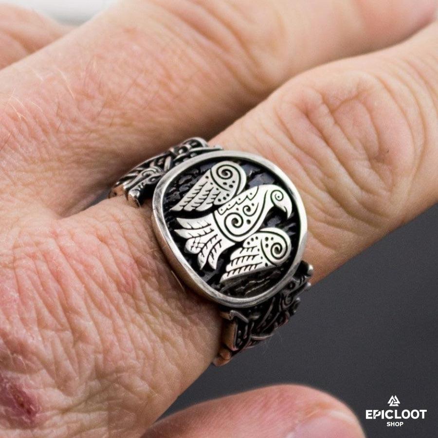 925 silver Raven Ring Wolf Design
