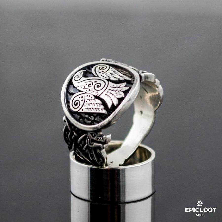925 silver Raven Ring Wolf Design