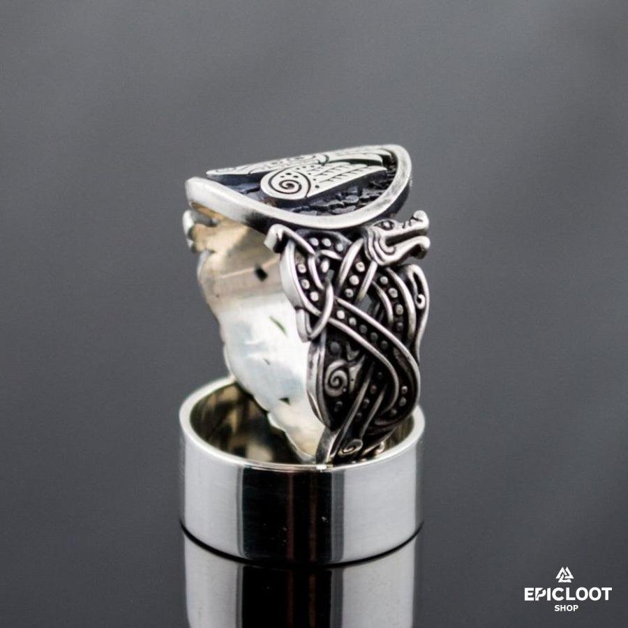 925 silver Raven Ring Wolf Design