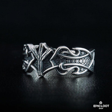 925 silver Ring with Algiz Rune