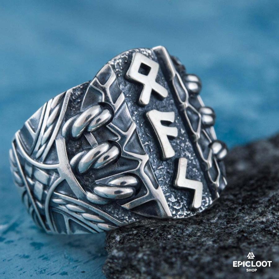 925 silver Ring with Norse Runes