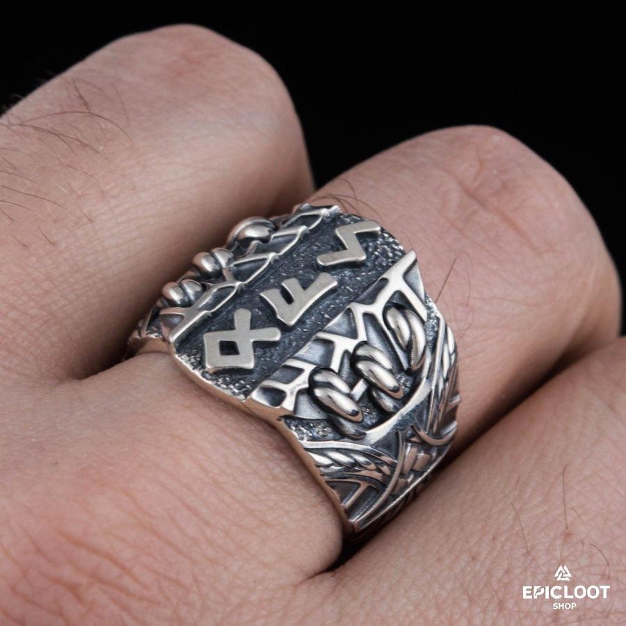 925 silver Ring with Norse Runes