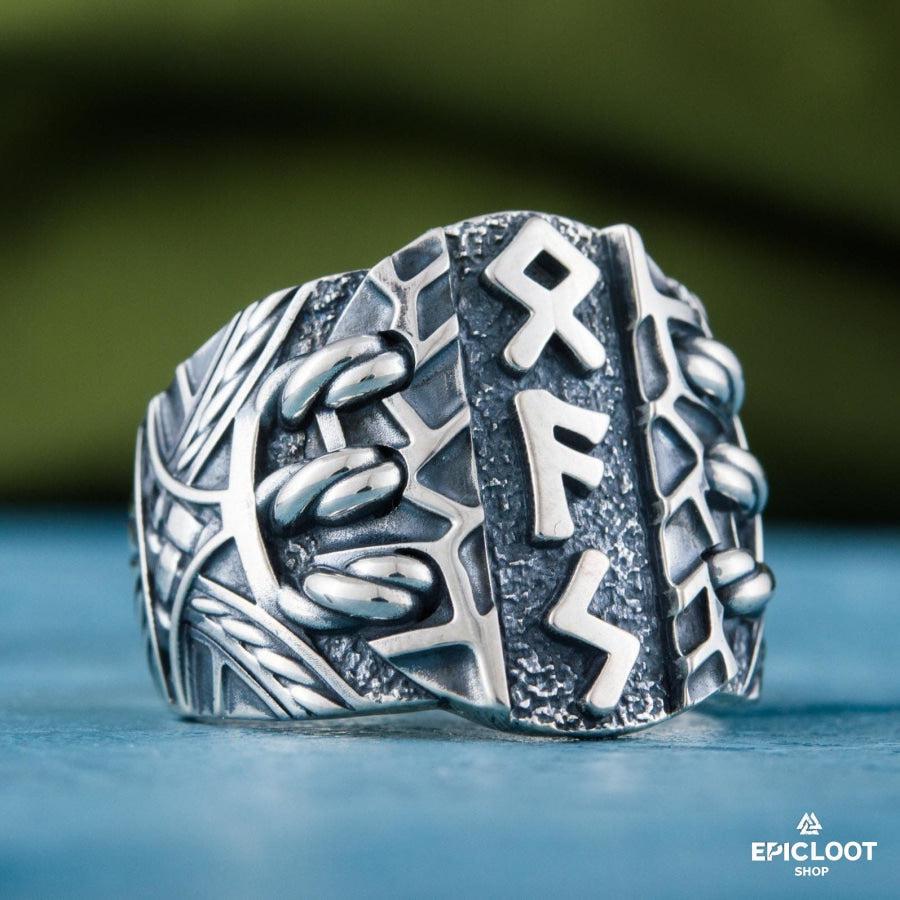 925 silver Ring with Norse Runes