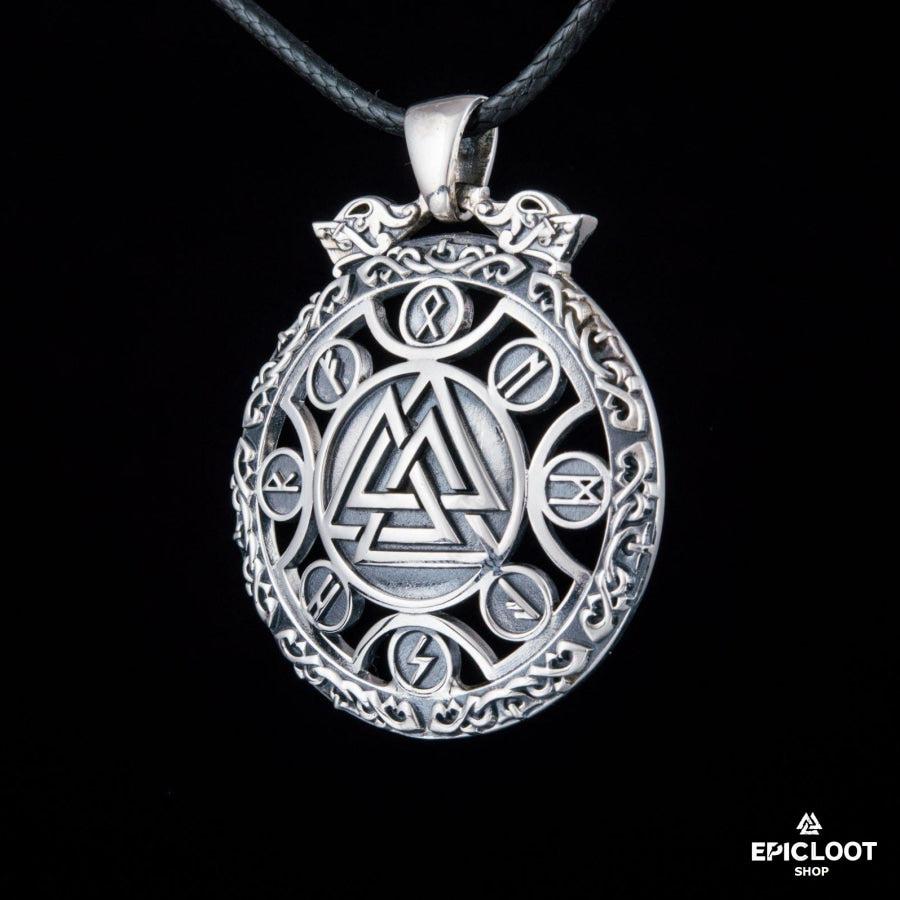 925 Silver Runic Valknut Symbol Pendant