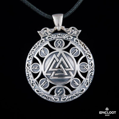 925 Silver Runic Valknut Symbol Pendant