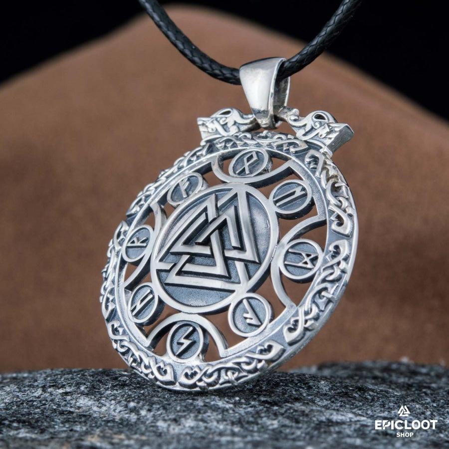 925 Silver Runic Valknut Symbol Pendant