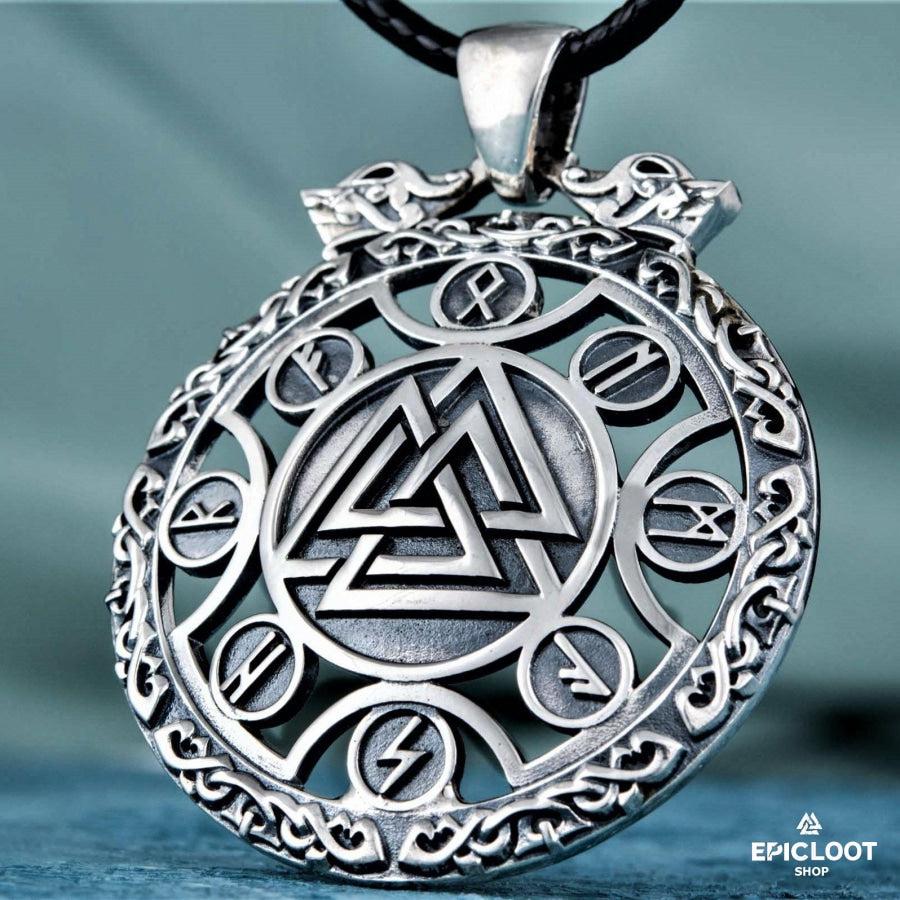 925 Silver Runic Valknut Symbol Pendant