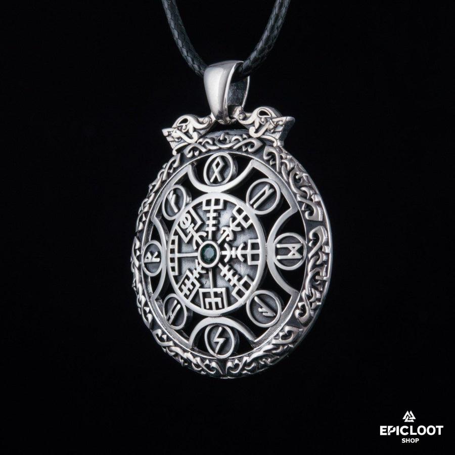 925 Silver Runic Vegvisir Symbol Pendant