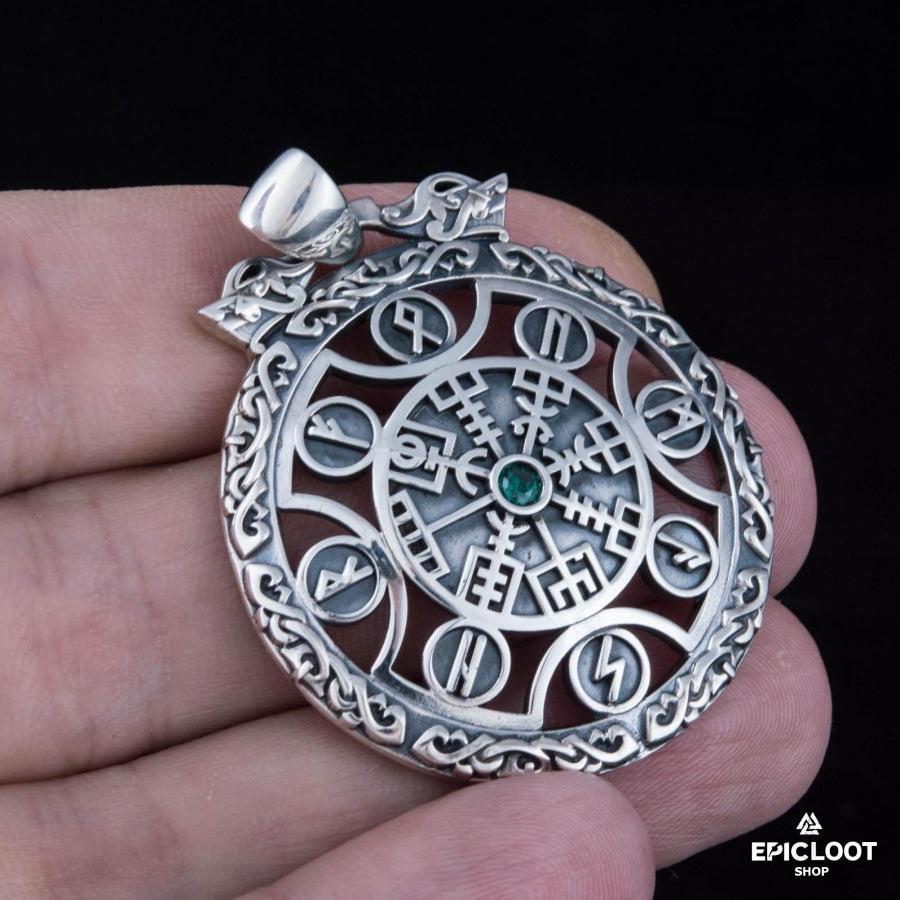 925 Silver Runic Vegvisir Symbol Pendant