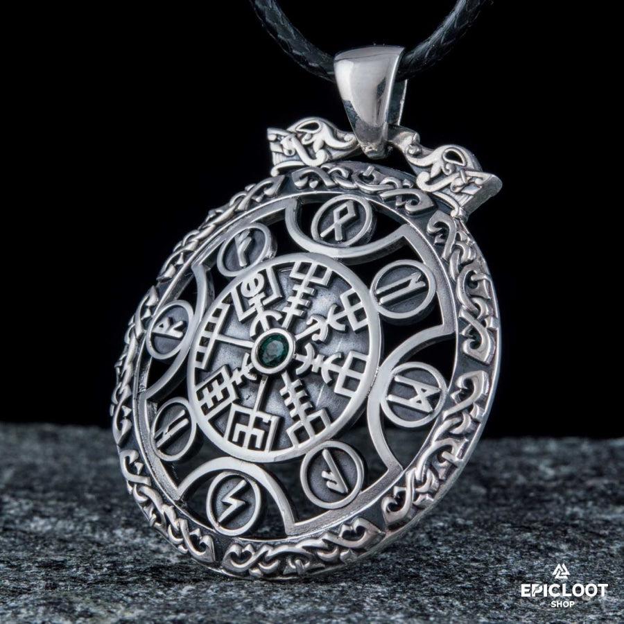 925 Silver Runic Vegvisir Symbol Pendant