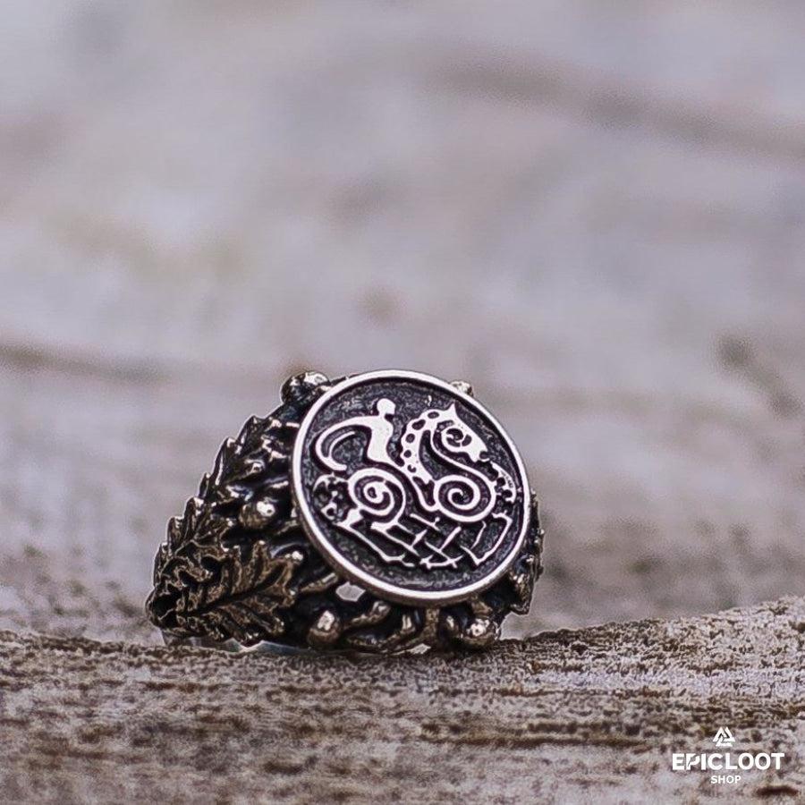 925 silver Sleipnir with Oak Leaves and Acorns