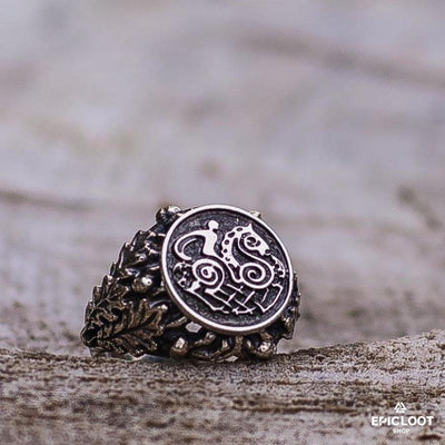 Argento 925 Sleipnir con Foglie di Quercia e Ghiande