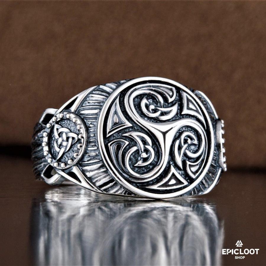 925 silver Triskelion Symbol Ring