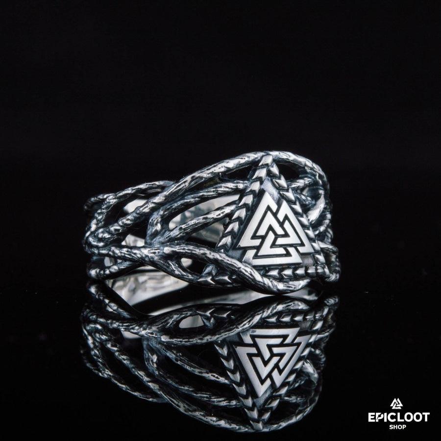 925 silver Valknut Ring Unique Design