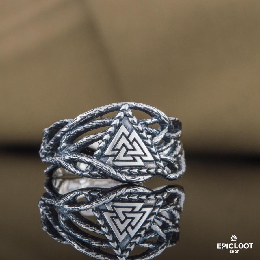 925 silver Valknut Ring Unique Design