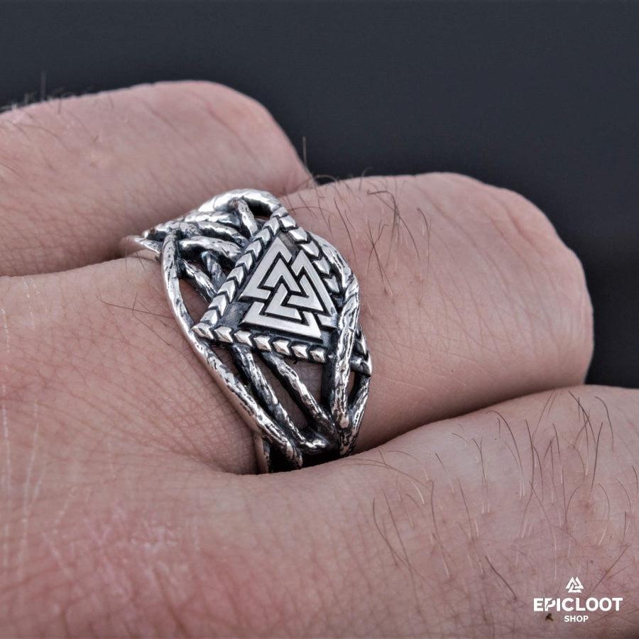 925 silver Valknut Ring Unique Design
