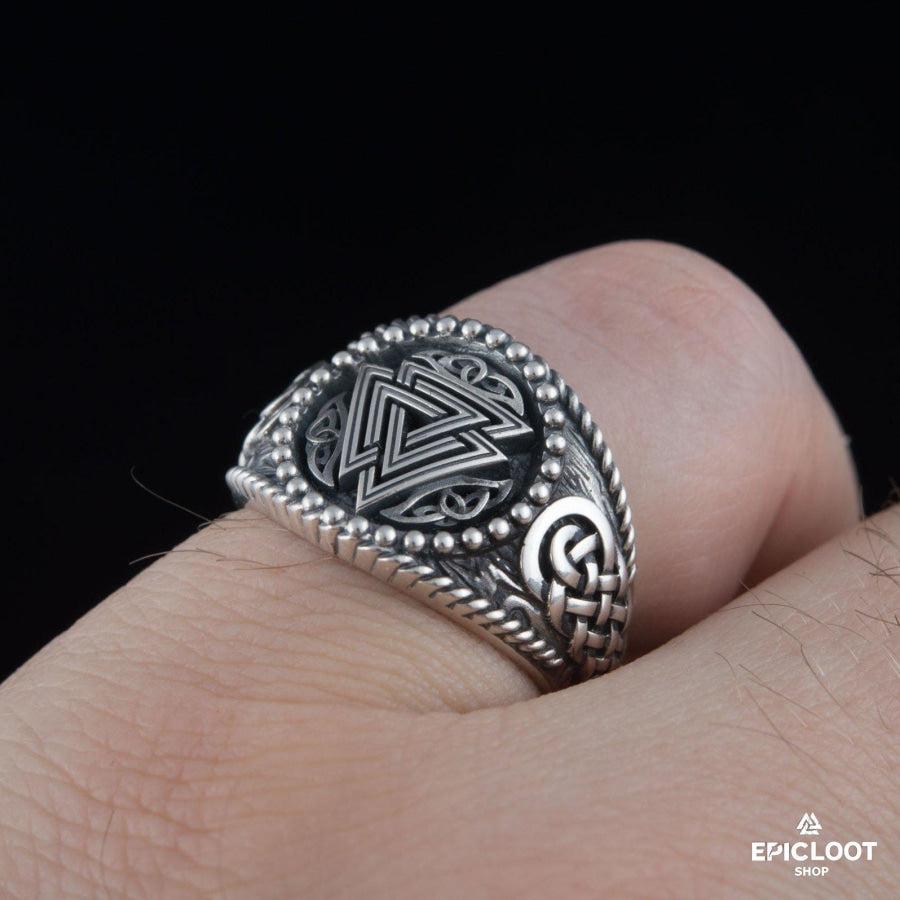 925 silver Valknut Symbol Nordic Carving