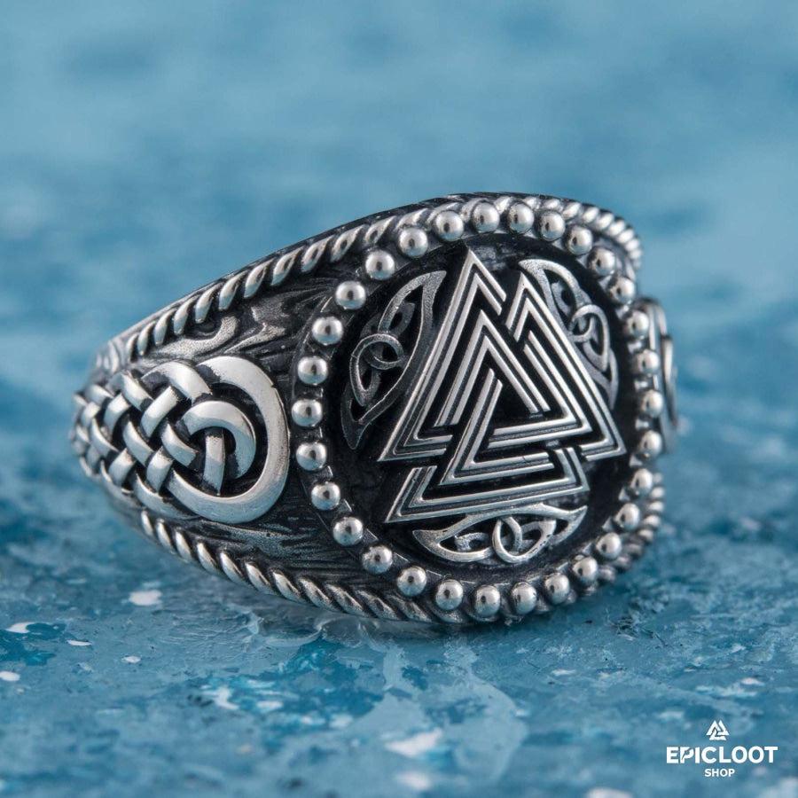 925 silver Valknut Symbol Nordic Carving