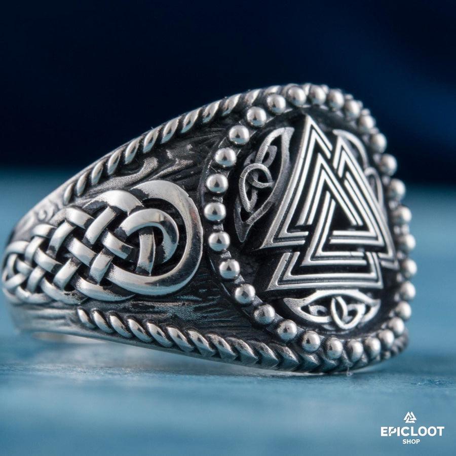 925 silver Valknut Symbol Nordic Carving