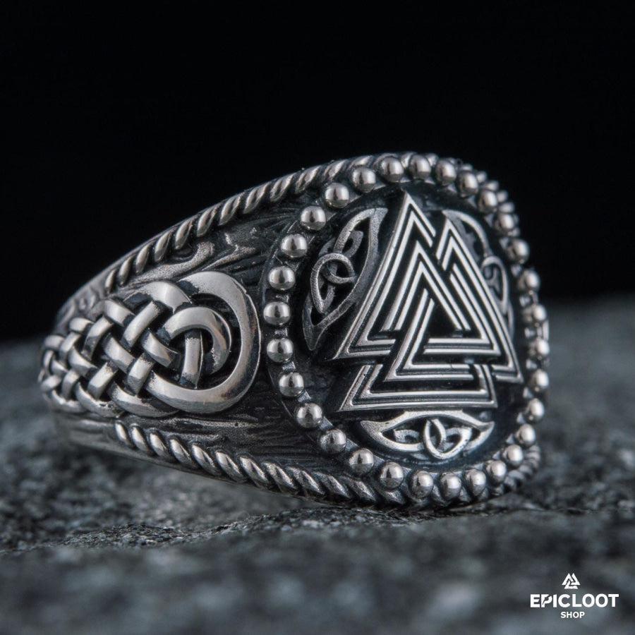 925 silver Valknut Symbol Nordic Carving