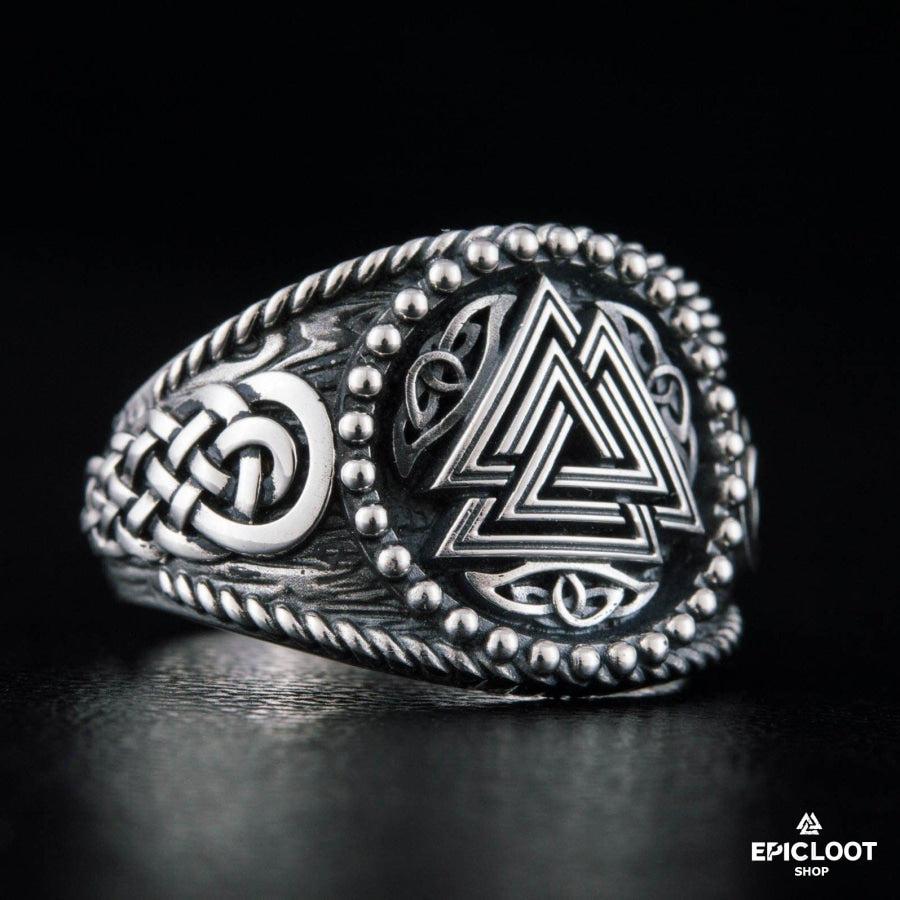 925 silver Valknut Symbol Nordic Carving
