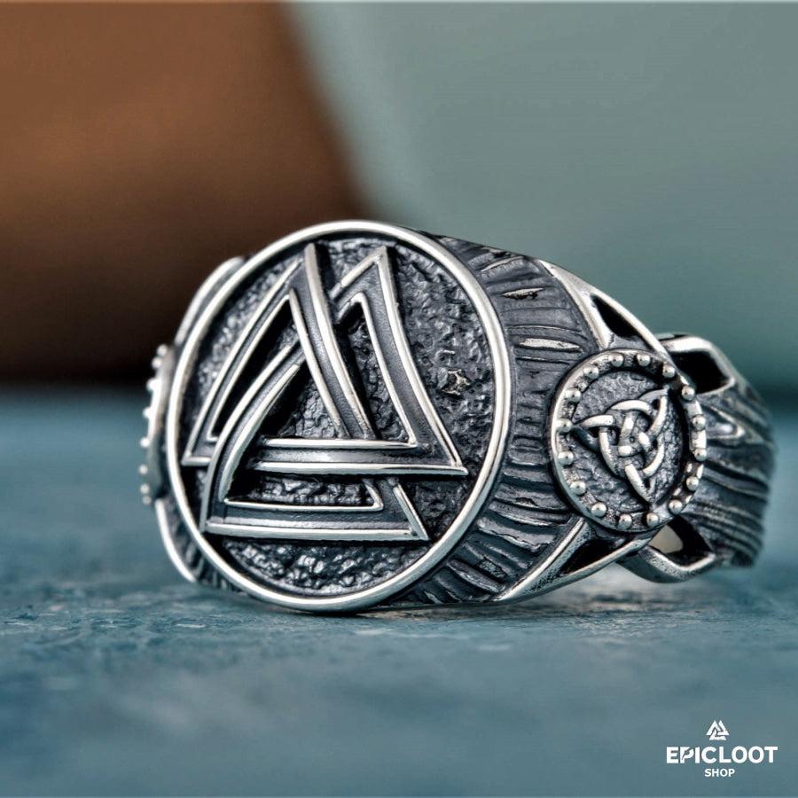 925 silver Valknut Symbol Ring