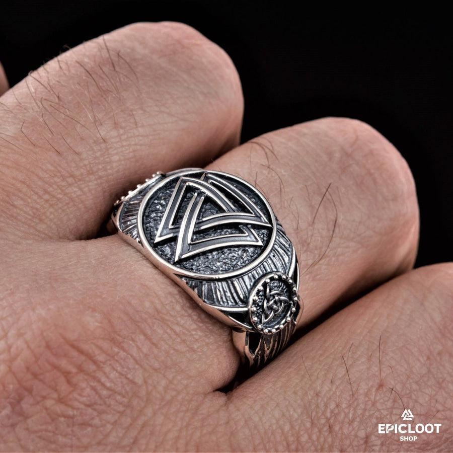 925 silver Valknut Symbol Ring