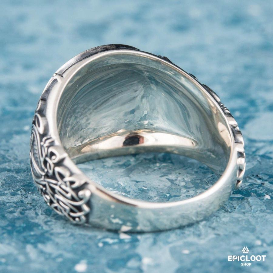 925 silver Valknut Symbol Ring Nordic Carving